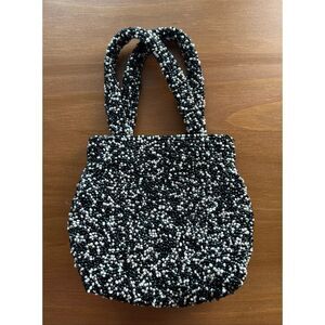 Moyna Black & White Glass Beaded Mini Evening Handbag